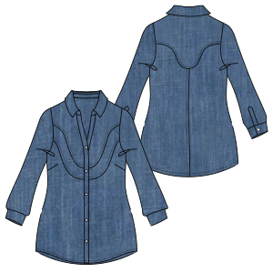 Patron ropa, Fashion sewing pattern, molde confeccion, patronesymoldes.com Jean shirt 6955 LADIES Shirts